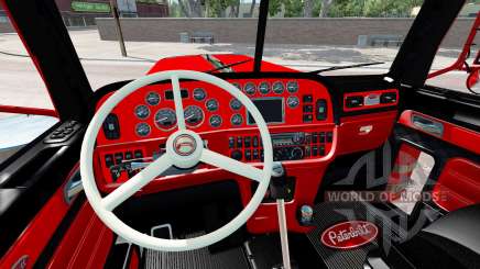 El interior es de color Rojo y Negro Peterbilt 389 para American Truck Simulator