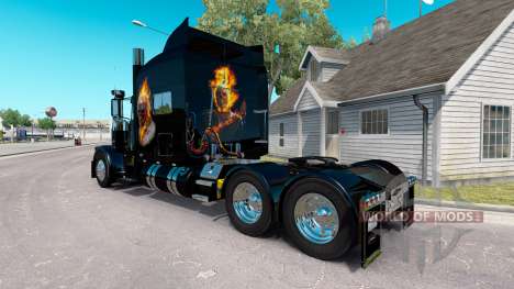La piel Ghost Rider v2.0 tractor Peterbilt 389 para American Truck Simulator