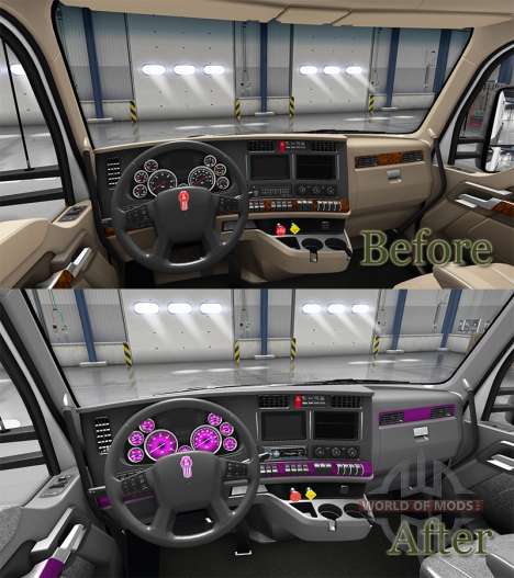 Interior de color Rosa Dial para Kenworth T680 para American Truck Simulator