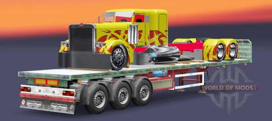 El semirremolque de plataforma de carga del camión Peterbilt para Euro