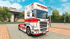 Piel Blanco-rojo sobre un tractor Scania para Euro Truck Simulator 2