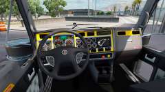 El interior es de color Amarillo-gris Kenworth W900 para American Truck Simulator
