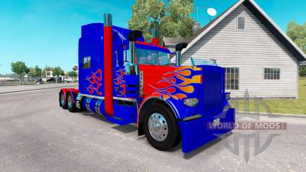 La piel Optimus Prime v2.0 tractor Peterbilt 389 para American Truck Simulator