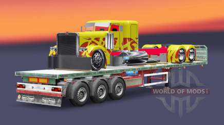 El semirremolque de plataforma de carga del camión Peterbilt para Euro Truck Simulator 2