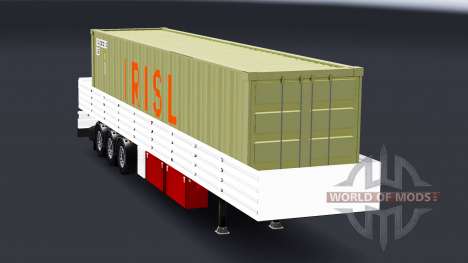 Plataforma semi remolque con carga de contenedor para American Truck Simulator