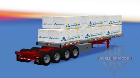 El semirremolque de plataforma con la carga para American Truck Simulator
