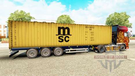 El semirremolque-el portacontenedores MSC Tripul para Euro Truck Simulator 2