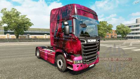 La piel Weltall en el tractor Scania para Euro Truck Simulator 2