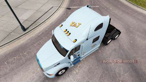 La piel de K&J en el tractor Peterbilt 387 para American Truck Simulator