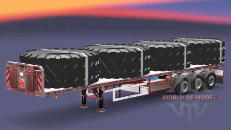 El semirremolque de plataforma con carga v3.2 para Euro Truck Simulator 2