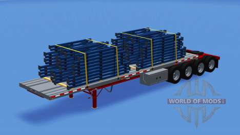 El semirremolque de plataforma con la carga para American Truck Simulator