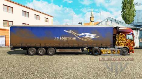 La piel de J. S. Logistik AG en una cortina semi para Euro Truck Simulator 2