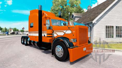 Скин Naranja con Rayas Blancas на Peterbilt 389 para American Truck Simulator