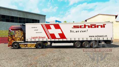 La piel Schoni en una cortina semi-remolque para Euro Truck Simulator 2