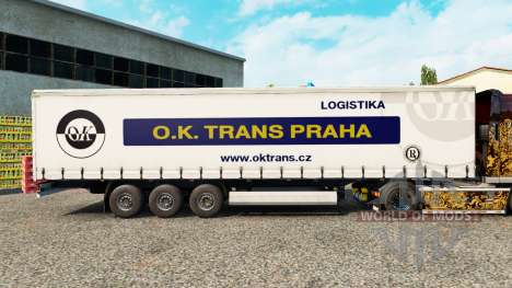 La piel O. K. Trans Praha en una cortina semi-re para Euro Truck Simulator 2