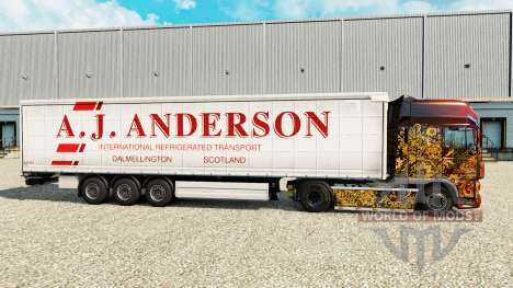 La piel de A. J. Anderson en una cortina semi-re para Euro Truck Simulator 2