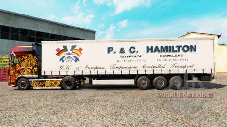 La piel P.&C. Hamilton en una cortina semi-remol para Euro Truck Simulator 2