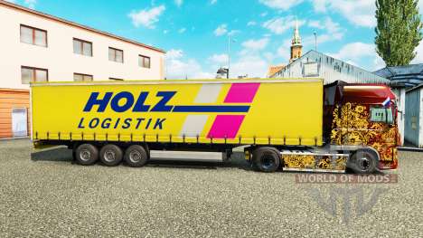 La piel Holz Logistik en una cortina semi-remolq para Euro Truck Simulator 2