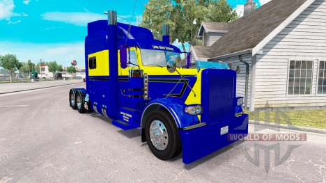 La piel Azul-amarillo para el camión Peterbilt 3 para American Truck Simulator