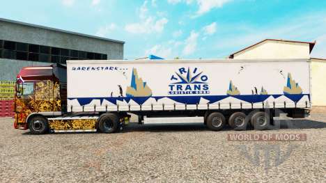 Trio Trans de la piel en el trailer de la cortin para Euro Truck Simulator 2