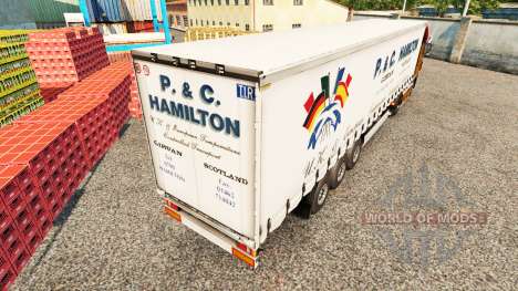 La piel P.&C. Hamilton en una cortina semi-remol para Euro Truck Simulator 2