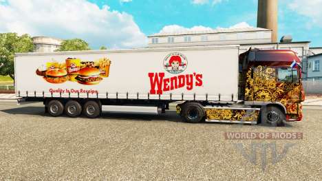 Wendys de la piel en el trailer de la cortina para Euro Truck Simulator 2