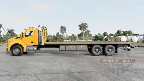 Kenworth T880 Flatbed Towing Big Trucks Day Cab para BeamNG Drive