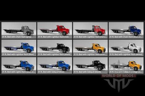 Kenworth T880 Flatbed Towing Big Trucks Day Cab para BeamNG Drive